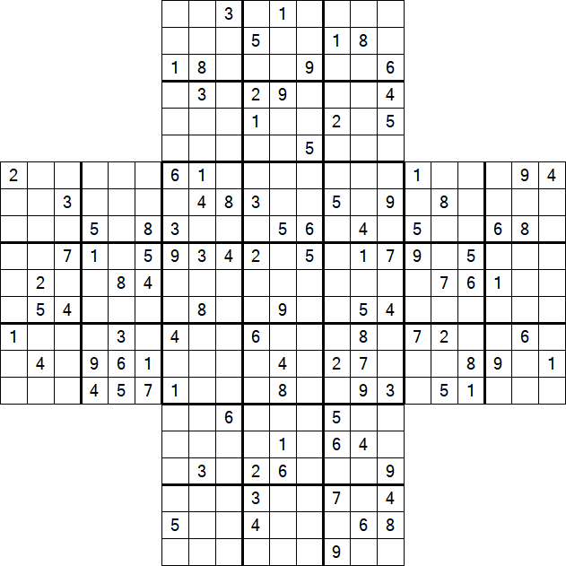 Cross Sudoku - Difficile
