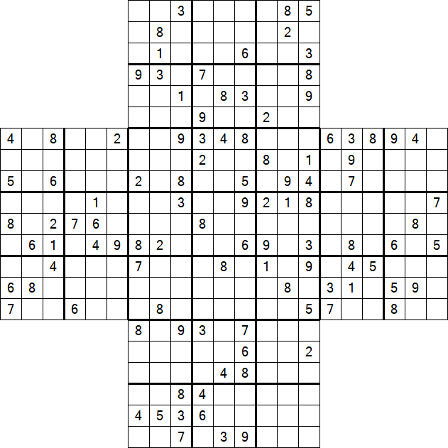Cross Sudoku - Difficile
