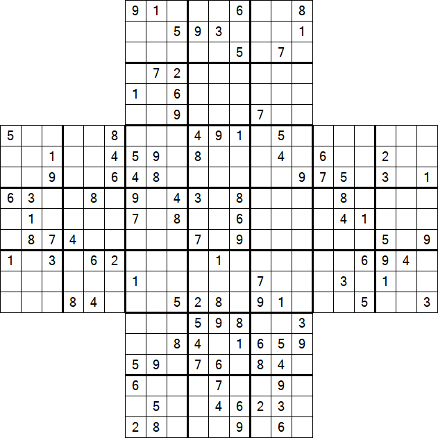 Cross Sudoku - Difficile