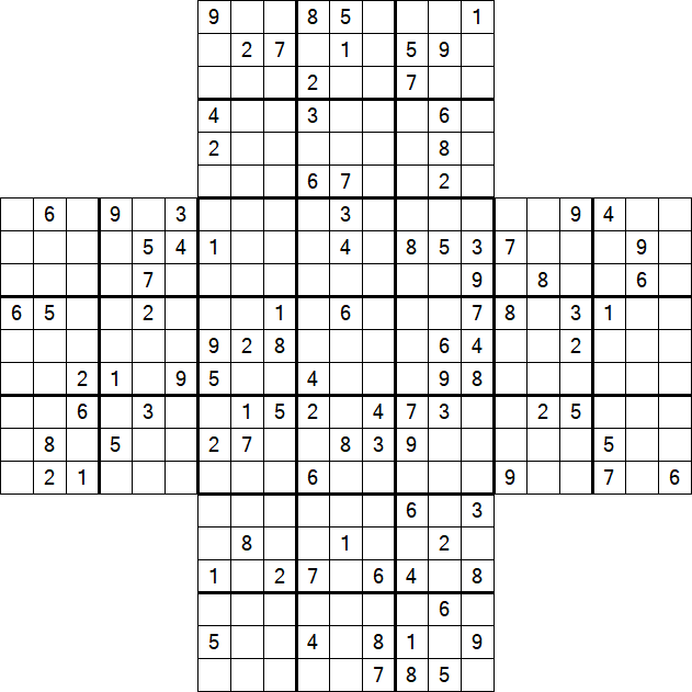 Cross Sudoku - Difficile