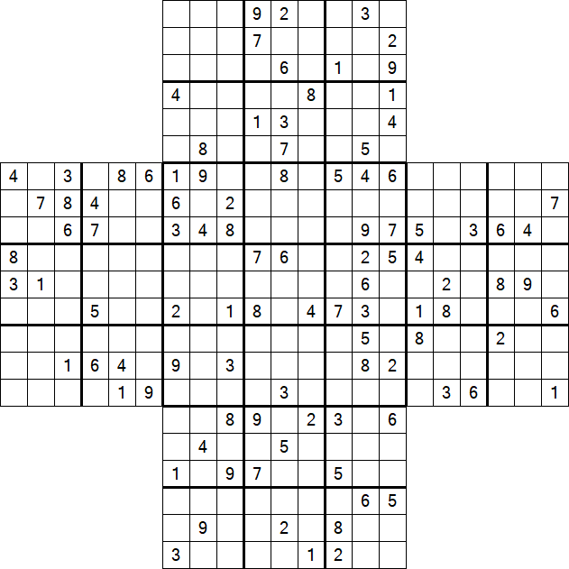 Cross Sudoku - Difficile