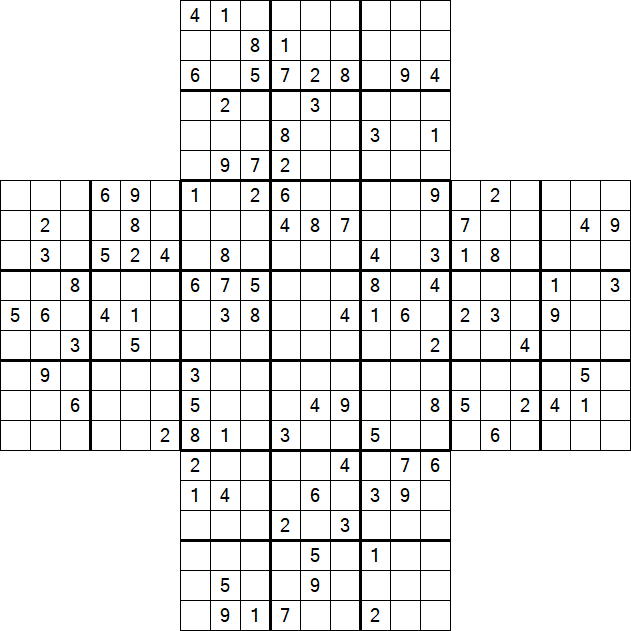 Cross Sudoku - Difficile