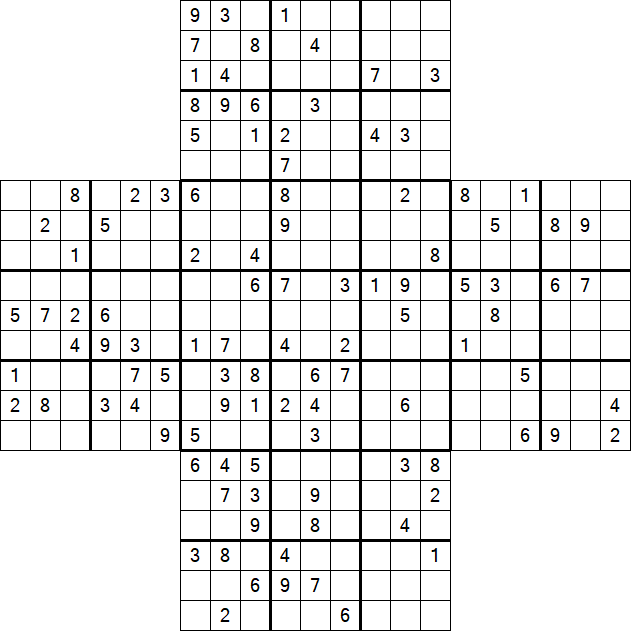 Cross Sudoku - Difficile