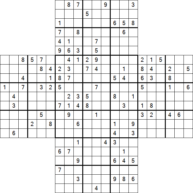 Cross Sudoku - Difficile