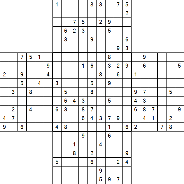 Cross Sudoku - Difficile