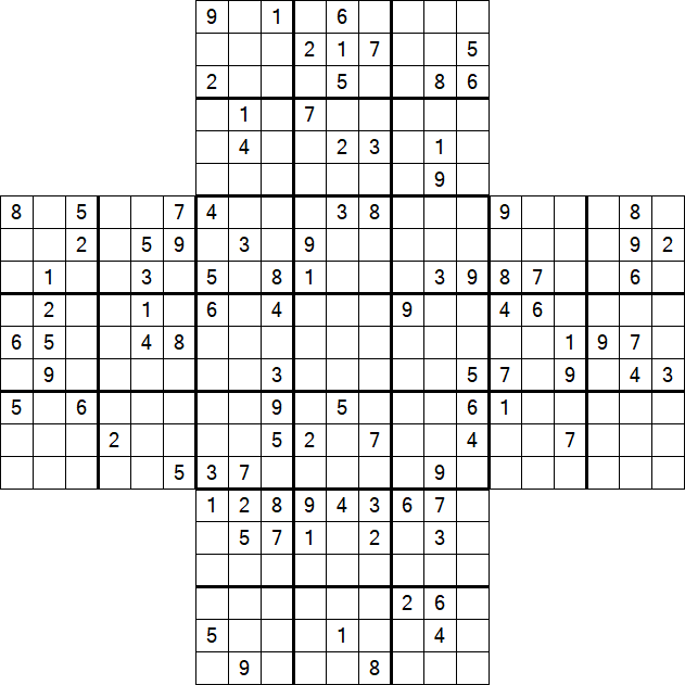 Cross Sudoku - Difficile