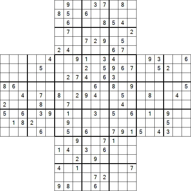 Cross Sudoku - Difficile