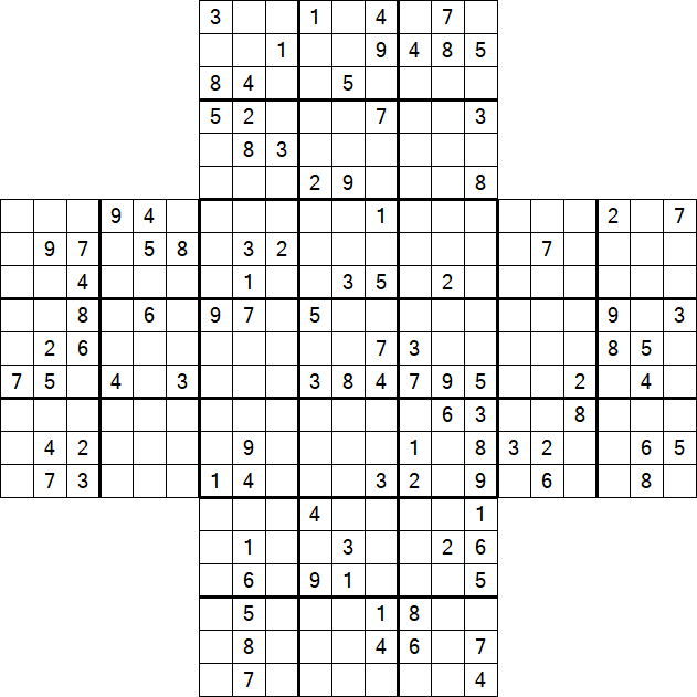 Cross Sudoku - Difficile