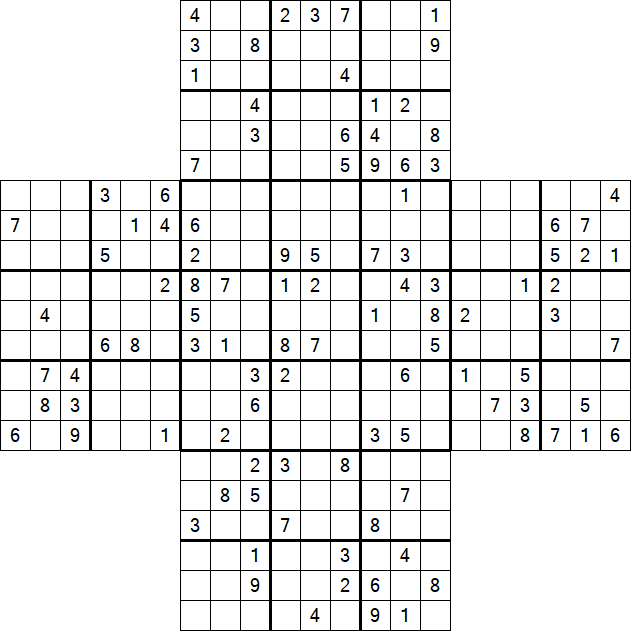 Cross Sudoku - Difficile