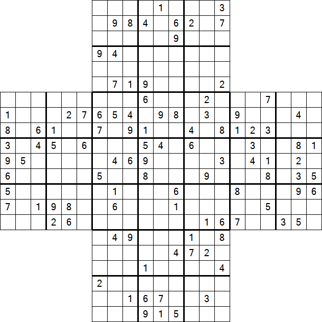 Cross Sudoku - Difficile