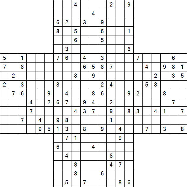 Cross Sudoku - Difficile