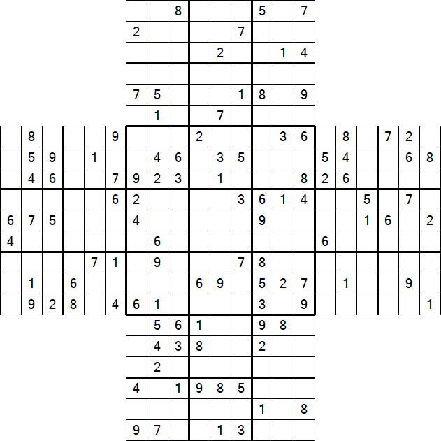 Cross Sudoku - Difficile