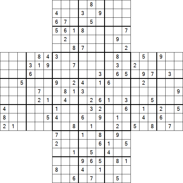 Cross Sudoku - Difficile