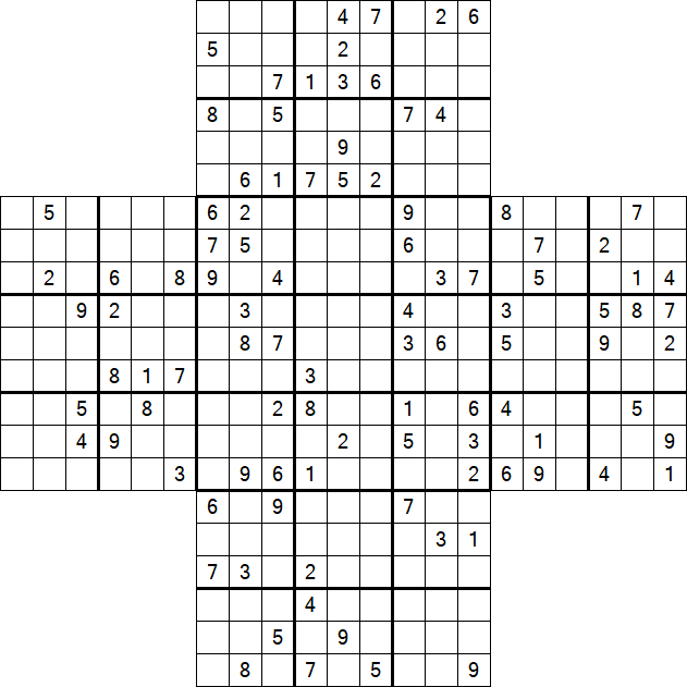 Cross Sudoku - Difficile