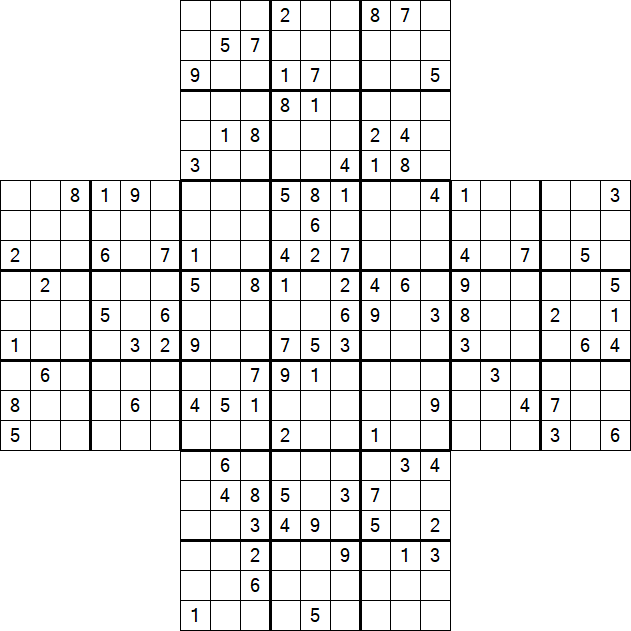 Cross Sudoku - Difficile