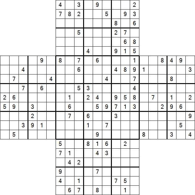 Cross Sudoku - Difficile