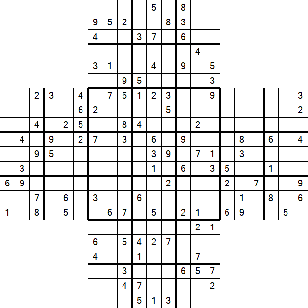 Cross Sudoku - Difficile