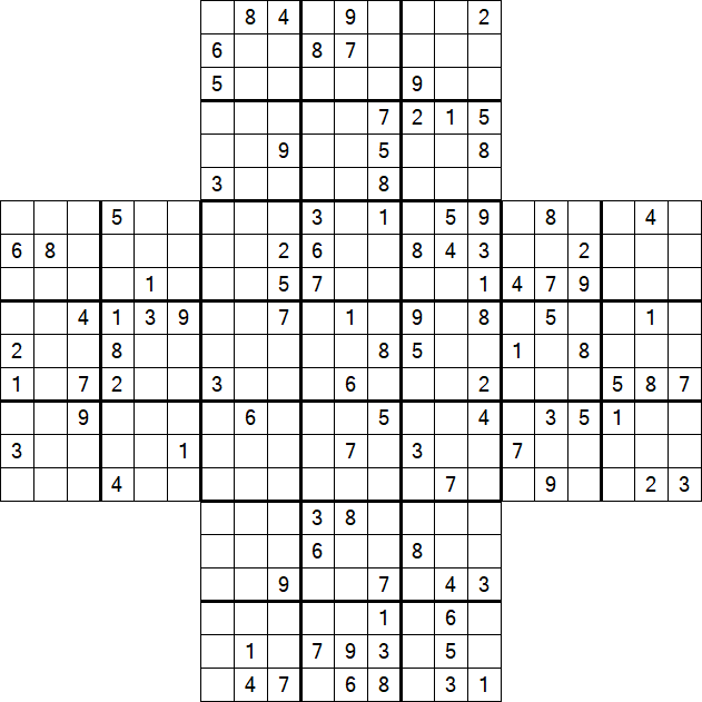 Cross Sudoku - Schwierig