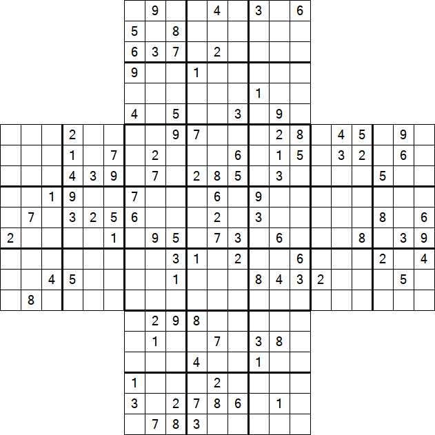 Cross Sudoku - Schwierig