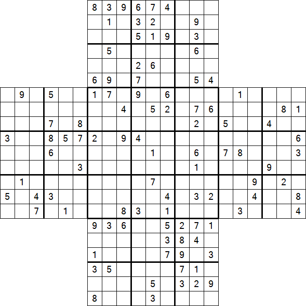 Cross Sudoku - Difficile