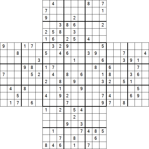 Cross Sudoku - Schwierig