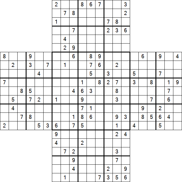 Cross Sudoku - Schwierig