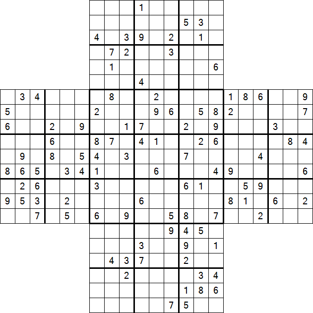 Cross Sudoku - Schwierig