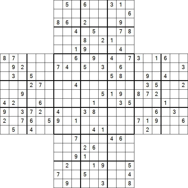 Cross Sudoku - Schwierig