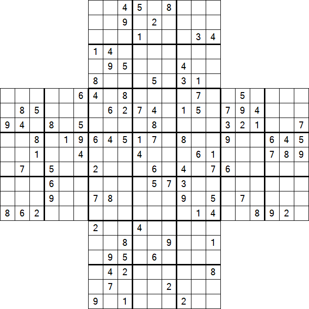 Cross Sudoku - Difficile
