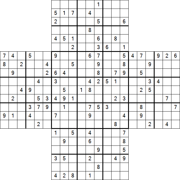 Cross Sudoku - Difficile