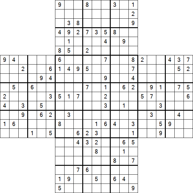 Cross Sudoku - Difficile