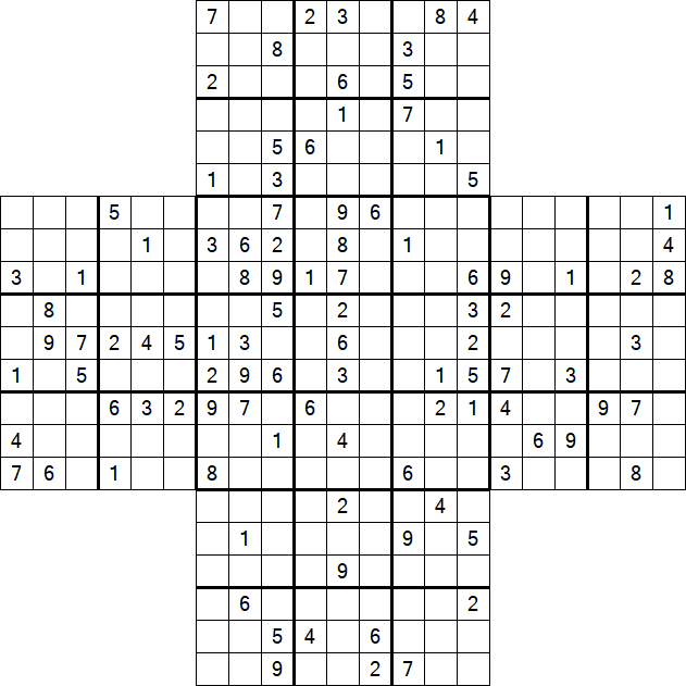 Cross Sudoku - Difficile