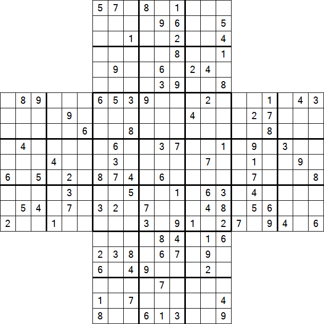 Cross Sudoku - Difficile