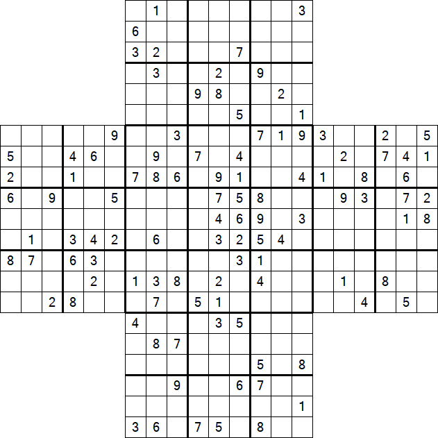 Cross Sudoku - Difficile