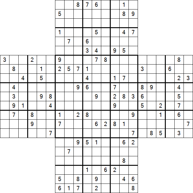 Cross Sudoku - Difficile