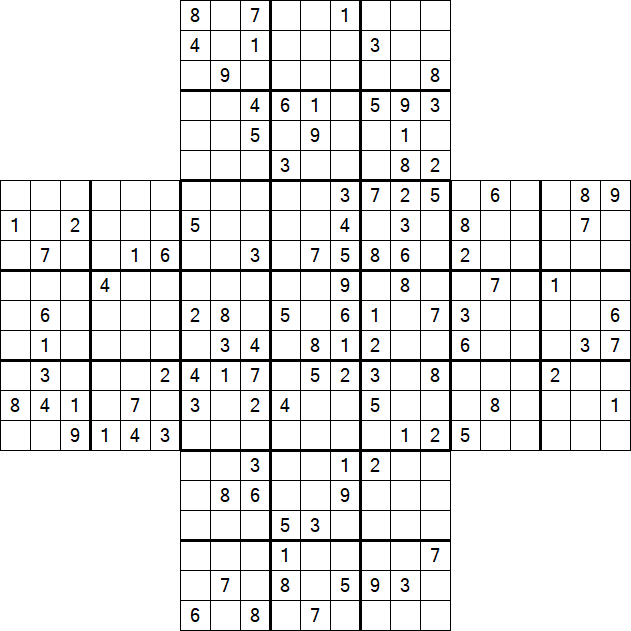 Cross Sudoku - Difficile