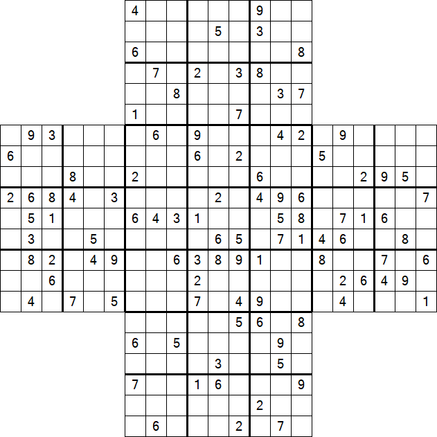 Cross Sudoku - Difficile