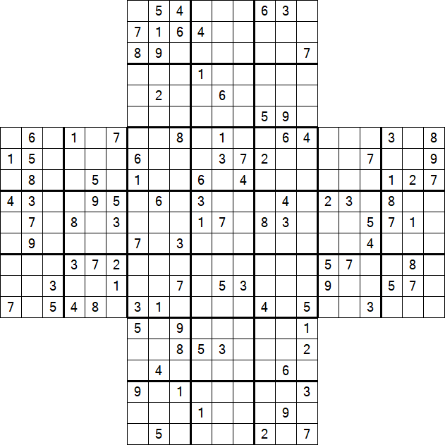 Cross Sudoku - Difficile