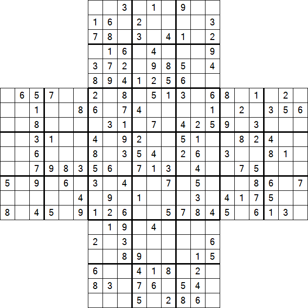 Cross Sudoku - Medium