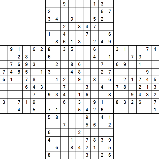 Cross Sudoku - Medium