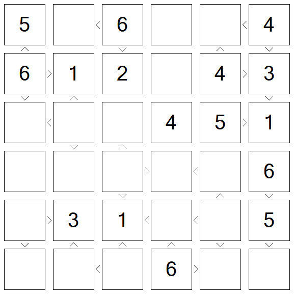 Chain Sudoku 6x6 - Easy 