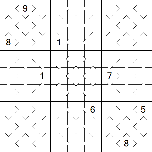 Greater Than Sudoku - Fácil