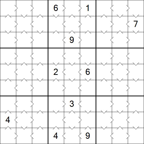 Greater Than Sudoku - Fácil
