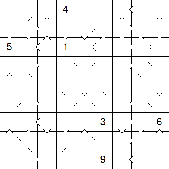 Greater Than Sudoku - Schwierig