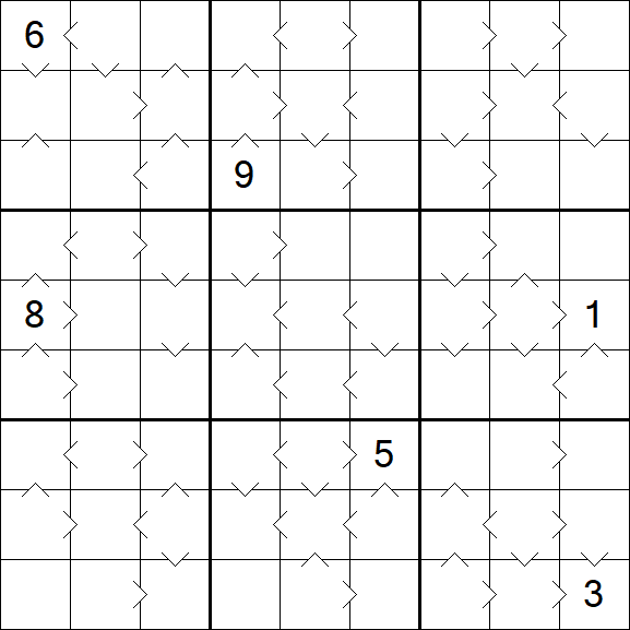 Greater Than Sudoku - Schwierig