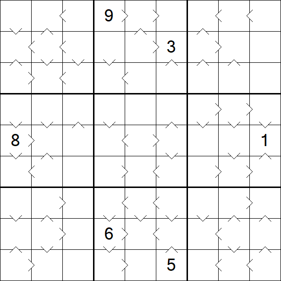Greater Than Sudoku - Difficile