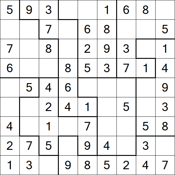 Jigsaw Sudoku - Easy