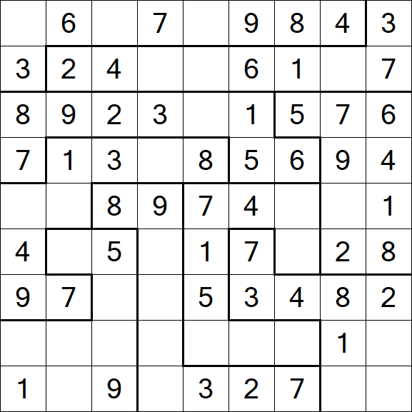 Jigsaw Sudoku - Easy