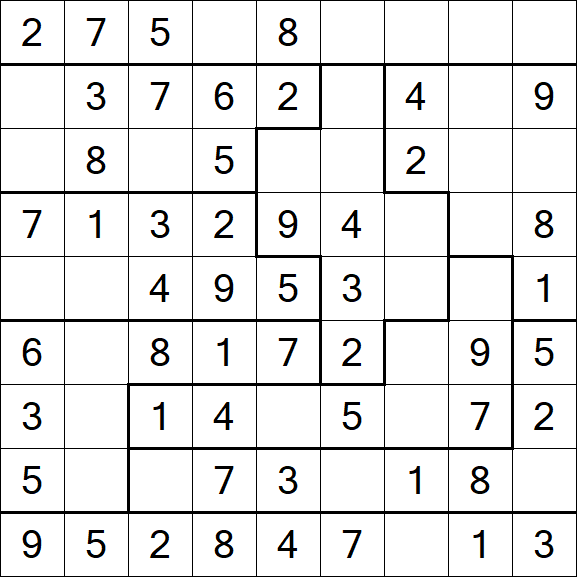 Jigsaw Sudoku - Easy