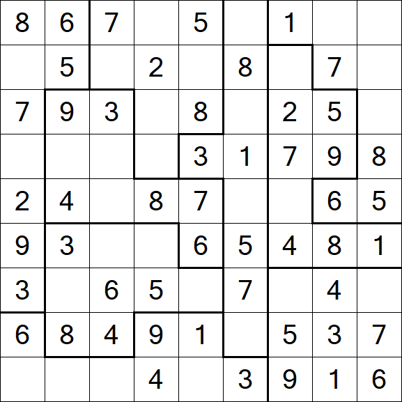 Jigsaw Sudoku - Easy